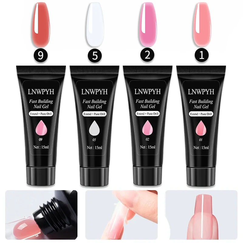 Kit Profesional de Uñas Acrílicas y Poly Gel con Lámpara UV