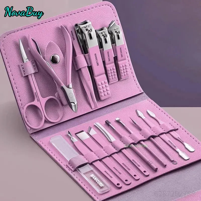 Set de Manicura Profesional de Acero Inoxidable 12–16 Piezas