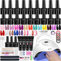 Kit Profesional de Uñas Poly Gel con Lámpara Inteligente y 18 Colores