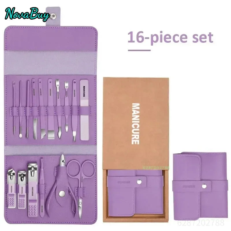 Set de Manicura Profesional de Acero Inoxidable 12–16 Piezas