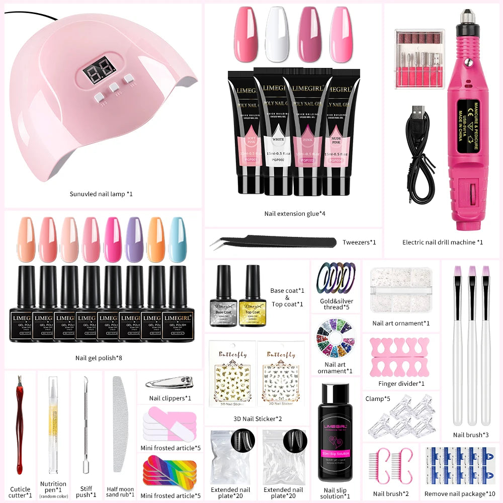 Kit Profesional de Manicura LIMEGIRL con Lámpara UV y Torno